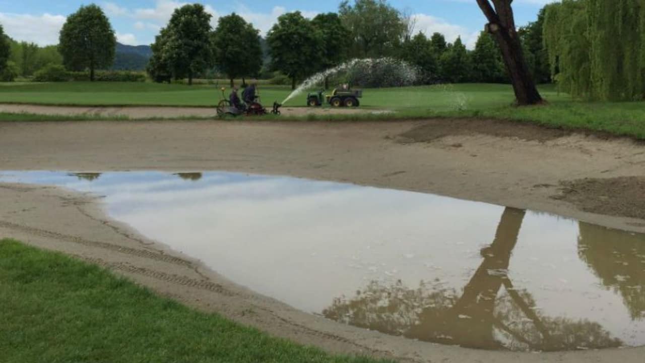 Starke Regenfälle über Nacht haben die erste Runde der Montecchia Open unspielbar gemacht. (Foto: twitter.com/Challenge_Tour)