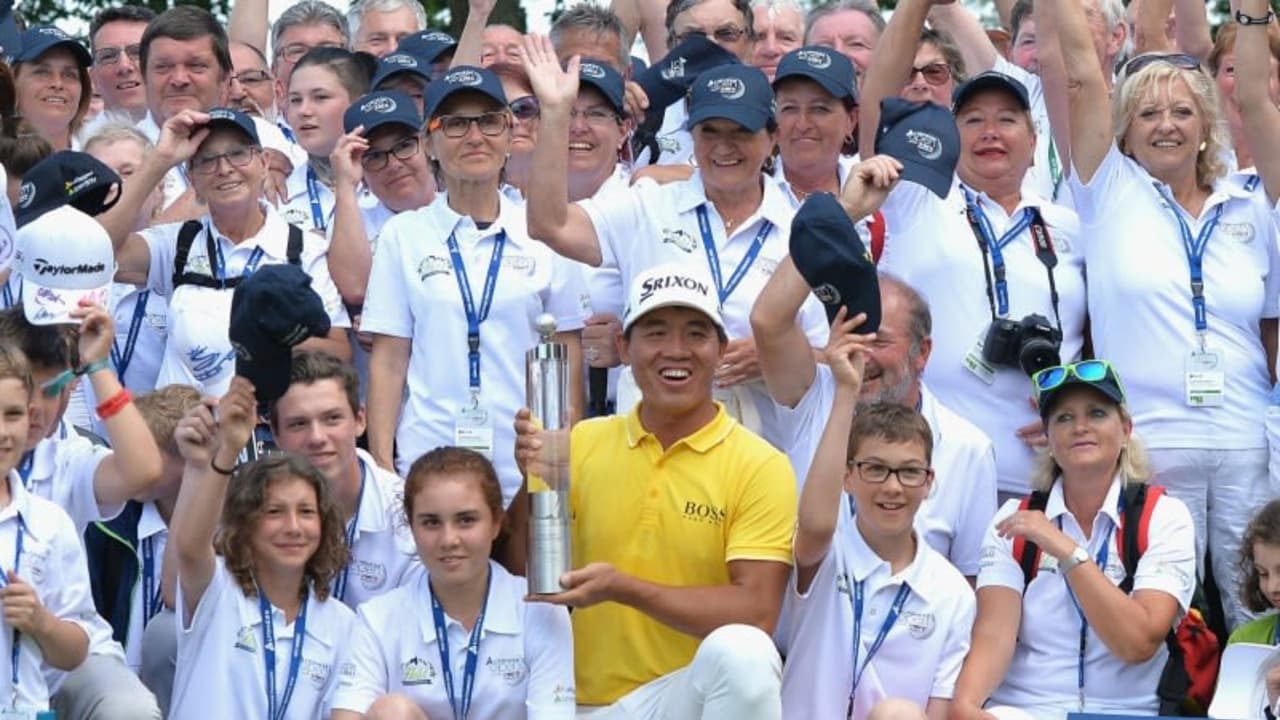 Ashun Wu aus China gewinnt die Lyoness Open 2016. (Foto: Getty)
