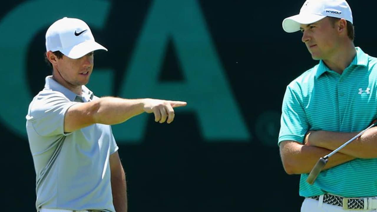 Neben Rory McIlroy (l.) und Jordan Spieth hat auch der Weltraglistenführende Jason Day bei der US Open 2016 zu kämpfen.