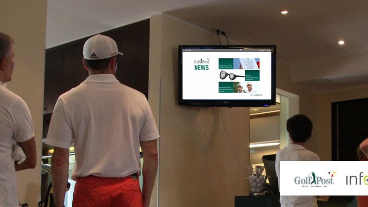 infocaddy präsentiert spannende Inhalte in zahlreichen Golfclubs. Golf Post ist auch Bestandteil des Programms. (Foto: infocaddy)