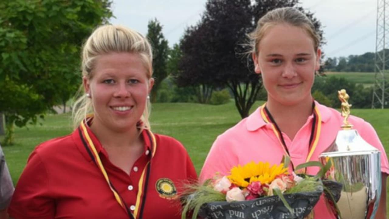 Die Siegerinnen der Internationalen Matchplay Trophy (v.l.n.r.): Jacqueline Klemm, Anna-Elisabeth Ruttert und Caroline Hermes. (Foto: Frank Föhlinger / golfmomente.de)