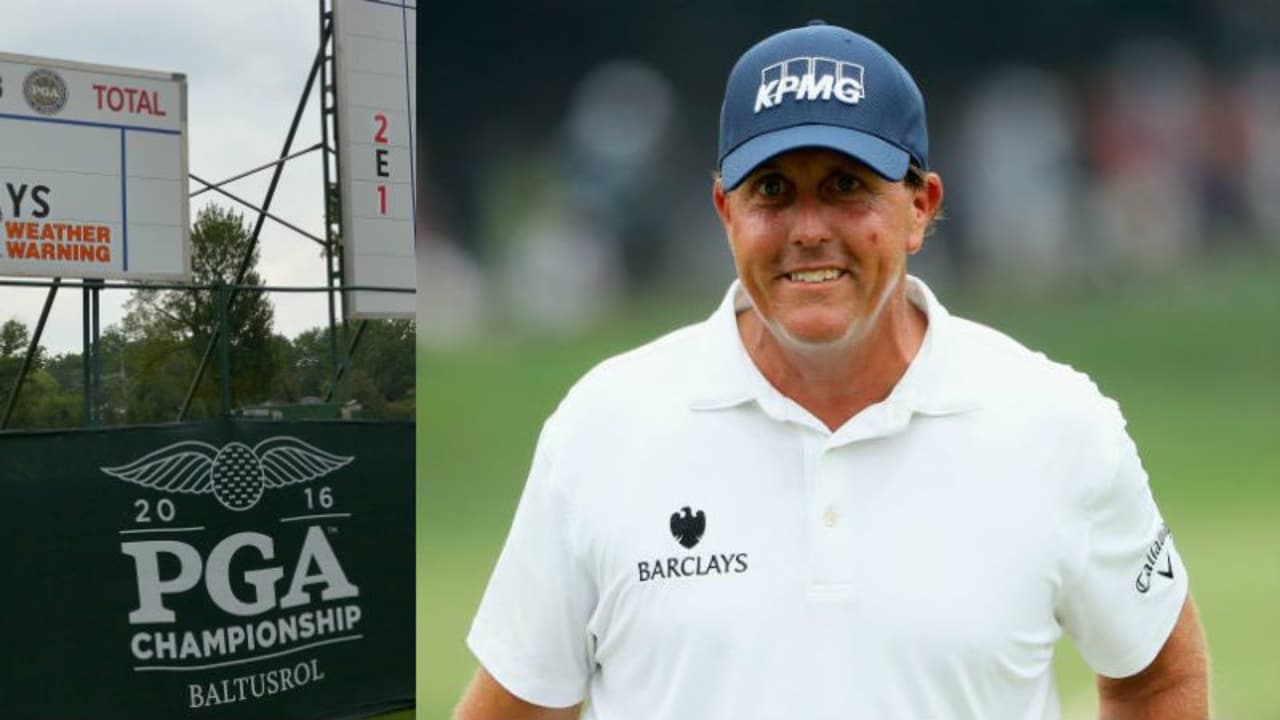 Gut Lachen, wer die Runde ins Trockene gebracht hat: Phil Mickelson war von der Unterbrechung des Moving Day nicht betroffen. (Foto: Getty)