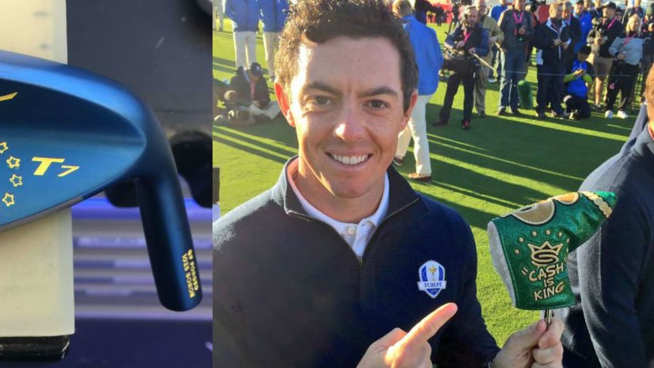 Die Equipment-Hersteller haben sich für den Ryder Cup wieder einiges einfallen lassen, um ihre Spieler medienwirksam auszustatten. (Foto: twitter.com/Chris3Wood / twitter.com/IanJamesPoulter)