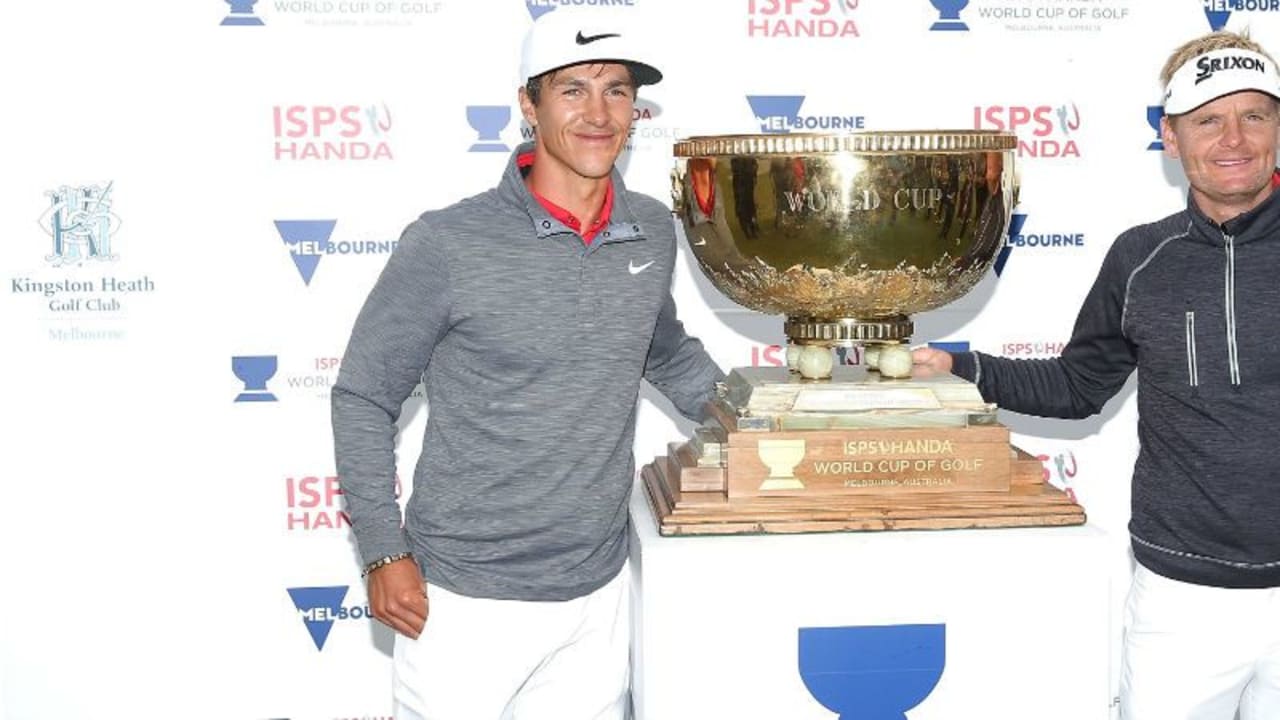 Auf den Kappen der Spieler ist es zu sehen. Thorbjörn Olesen war beim World Cup of Golf mit Nike unterwegs, während Sören Kjeldsen Srixon/Cleveland spielte. (Foto: Getty)