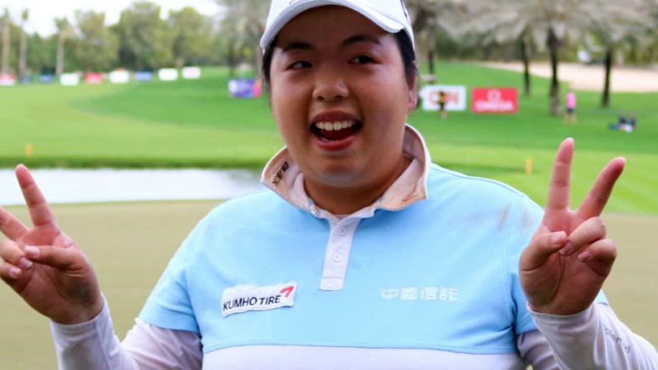 Shanshan Feng freut sich über ihren vierten Sieg beim Omega Dubai Ladies Masters. (Foto: Getty)