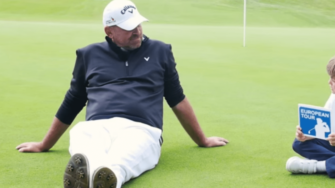 Vor Billy ist niemand sicher: Thomas Björn stellt sich tapfer den Fragen und bleibt die Ruhe selbst. (Foto: Screenshot youtube.com European Tour)
