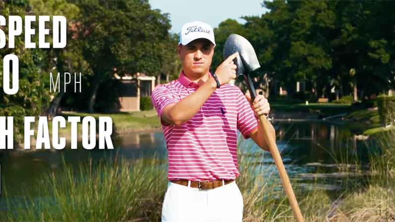 Egal womit, Justin Thomas erreicht unglaubliche Ballgeschwindigkeiten. (Foto: Screenshot)