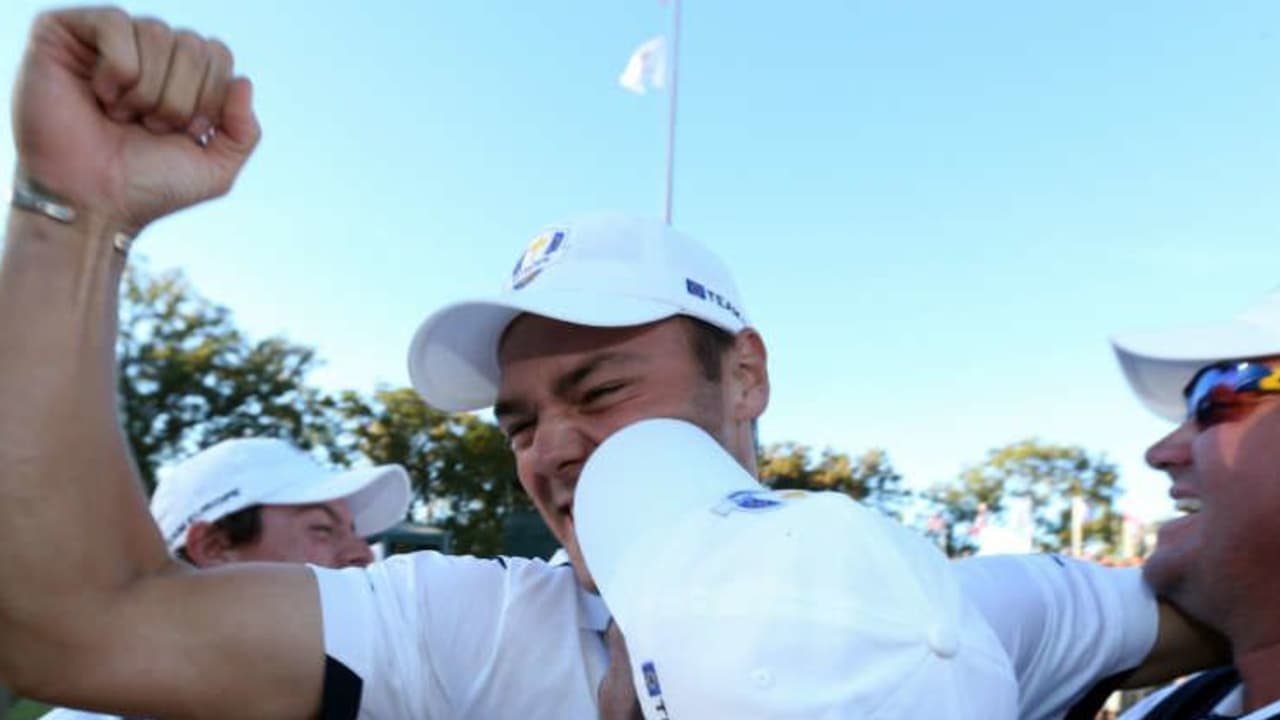 Martin Kaymer mit dem Gewinnerjubel, nach seinem legendären Putt beim Ryder Cup 2012. (Foto: Getty)