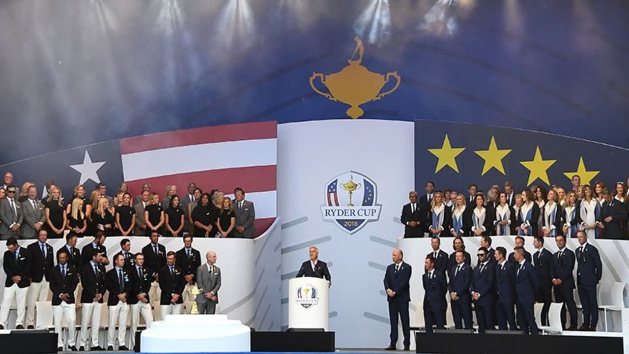 Die Eröffnungszeremonie des Ryder Cup 2018 hatte viel Pathos. (Foto: Getty)