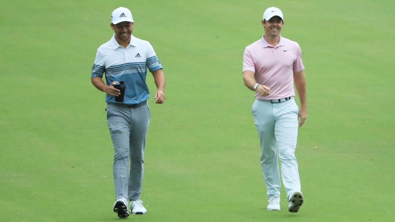 Haben nach ihrer erfolgreichen Woche allen Grund zu strahlen: Xander Schauffele und Rory McIlroy. (Foto: Getty)