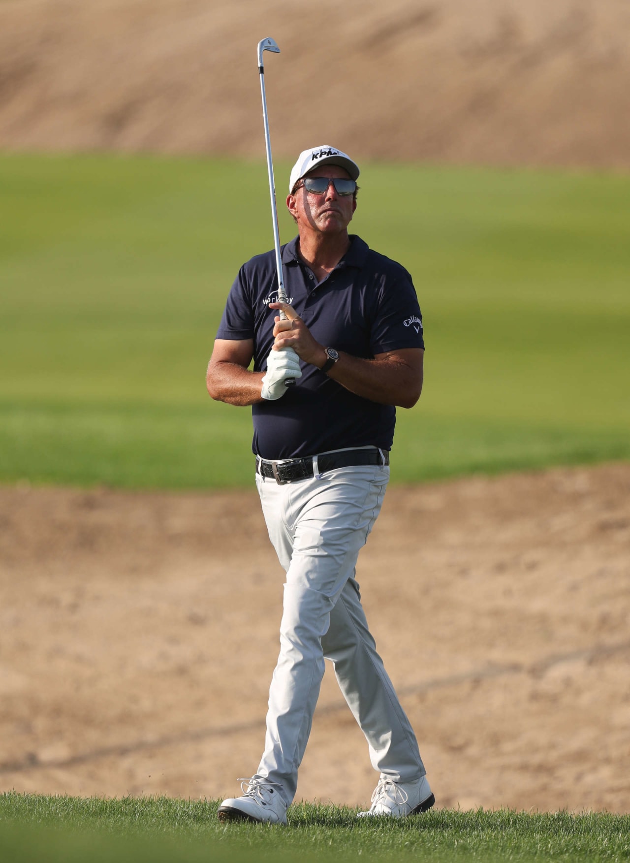 AL MUROOJ, SAUDI ARABIA - FEBRUARY 03: Phil Mickelson of The USA on the 18th fairway during day one of the PIF Saudi International at Royal Greens Golf & Country Club on February 03, 2022 in Al Murooj, Saudi Arabia. (Photo by Oisin Keniry/Getty Images)