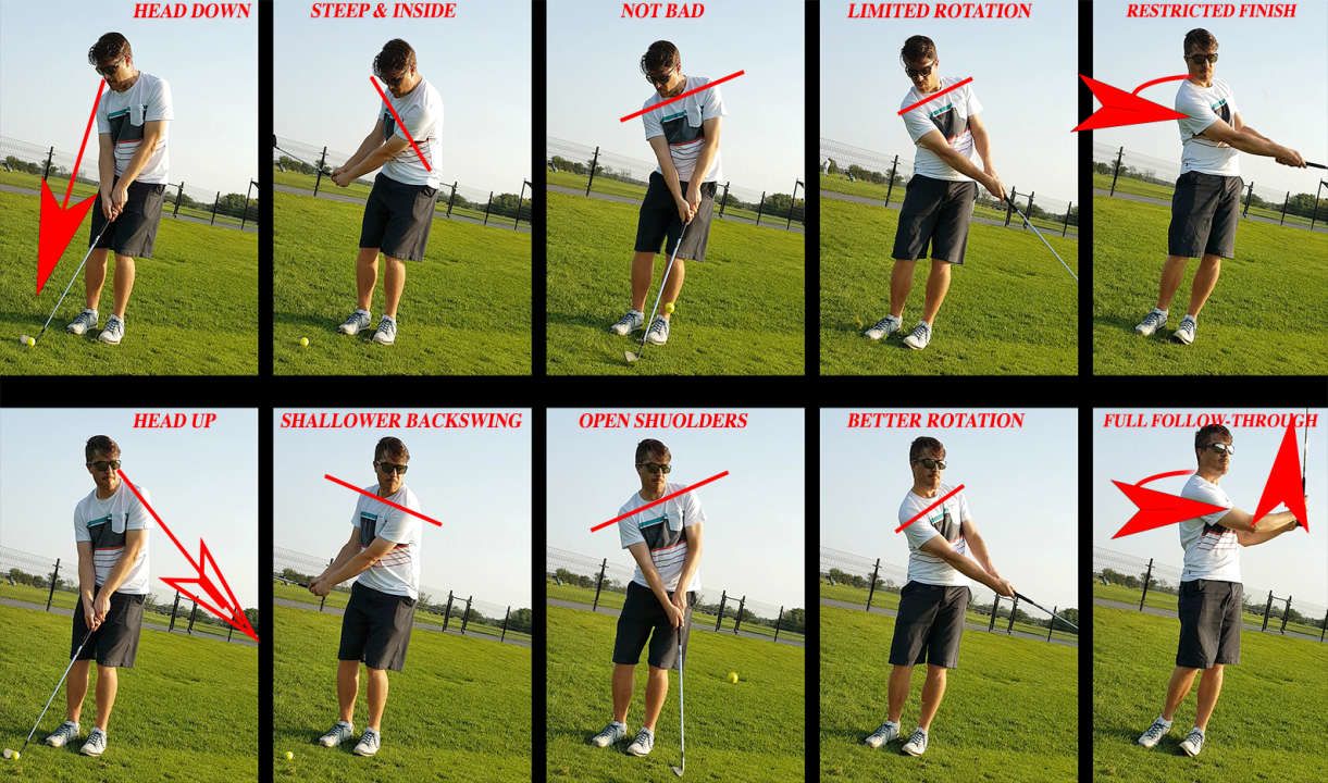 Keeping your head up throughout the swing promotes multiple good swing moves... even if it's just for a drill.