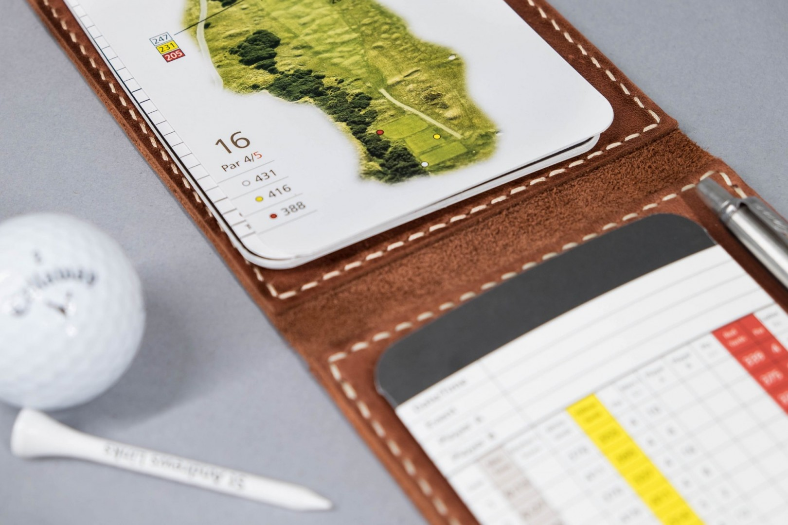 Leather golf scorecard holder