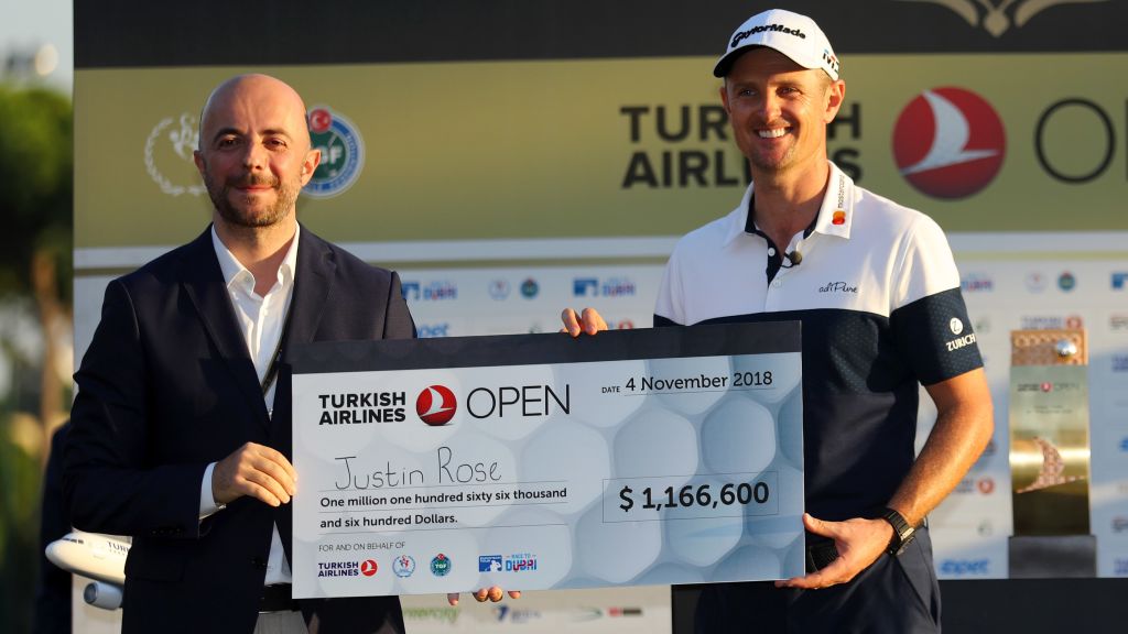 Gutes Geld gewann Justin Rose, hier 2018 bei den Turkish Airlines Open. (Foto: Getty))