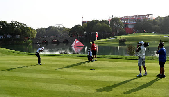 SHANGHAI, CHINA - OCTOBER 31:  Li Haotong of China on the par four 9th hole during the first round of the WGC HSBC Champions at Sheshan International Golf Club on October 31, 2019 in Shanghai, China. (Photo by Ross Kinnaird/Getty Images)