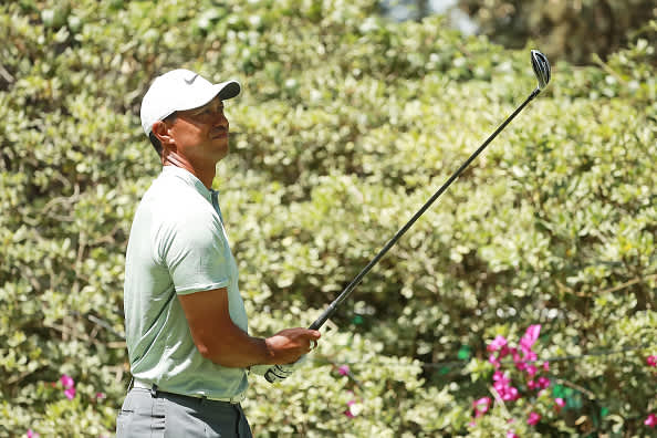 MEXICO CITY, MEXICO - FEBRUARY 23: Tiger Woods of the United States plays his shot from the fourth tee during the third round of World Golf Championships-Mexico Championship at Club de Golf Chapultepec on February 23, 2019 in Mexico City, Mexico. (Photo by Hector Vivas/Getty Images)