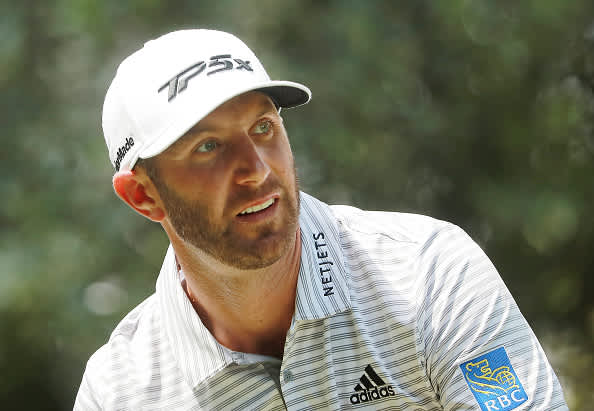 MEXICO CITY, MEXICO - FEBRUARY 23: Dustin Johnson of the United States reacts to his shot from the fourth tee during the third round of World Golf Championships-Mexico Championship at Club de Golf Chapultepec on February 23, 2019 in Mexico City, Mexico. (Photo by Hector Vivas/Getty Images)