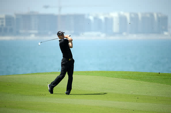 MUSCAT, OMAN - MARCH 01: Martin Kaymer of Germany plays his 2nd shot from the 9th during Day Four of the Oman Open at Al Mouj Golf Complex on March 01, 2020 in Muscat, Oman. (Photo by Warren Little/Getty Images)