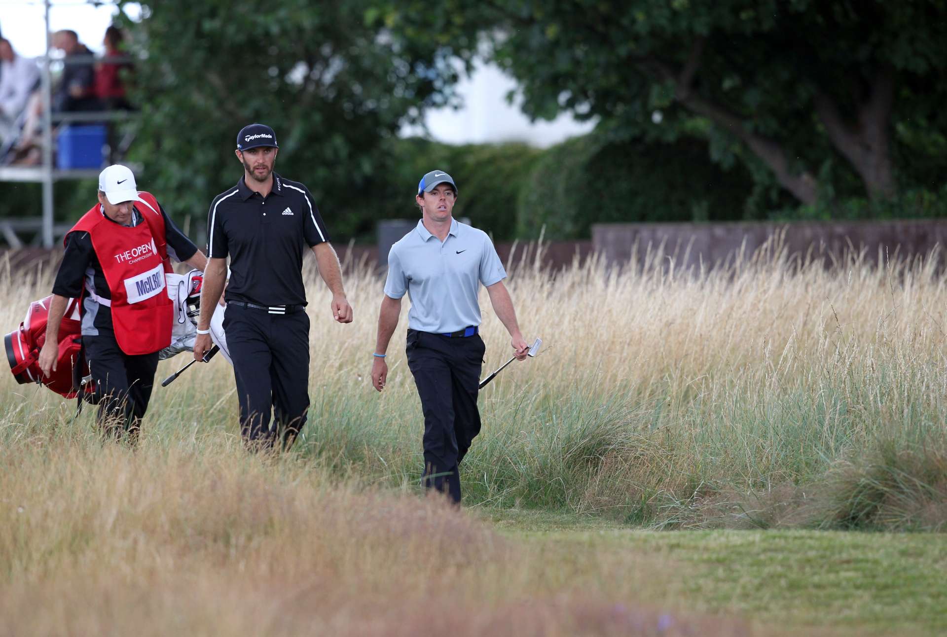 Rory und Dustin unterwegs bei der British Open Golf Championship 2014 im Royal Liverpool Golf Course in Hoylake.