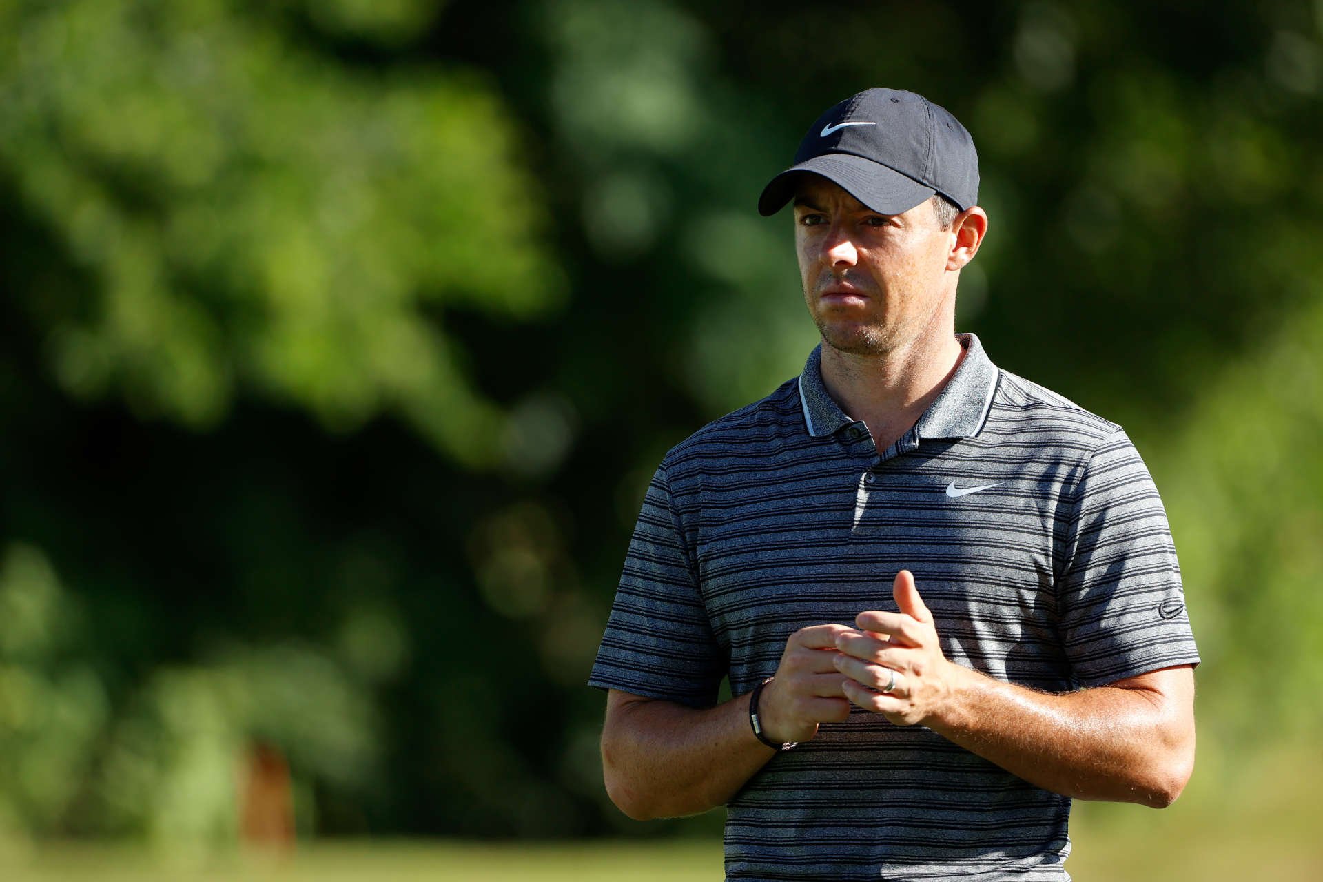 FORT WORTH, TEXAS - JUNE 12: Rory McIlroy of Northern Ireland looks on during the second round of the Charles Schwab Challenge on June 12, 2020 at Colonial Country Club in Fort Worth, Texas. (Photo by Tom Pennington/Getty Images)