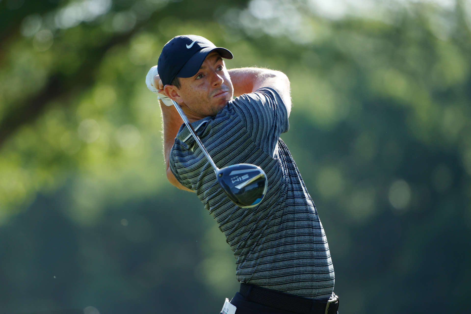 FORT WORTH, TEXAS - JUNE 12: Rory McIlroy of Northern Ireland plays his shot from the 14th tee during the second round of the Charles Schwab Challenge on June 12, 2020 at Colonial Country Club in Fort Worth, Texas. (Photo by Tom Pennington/Getty Images)