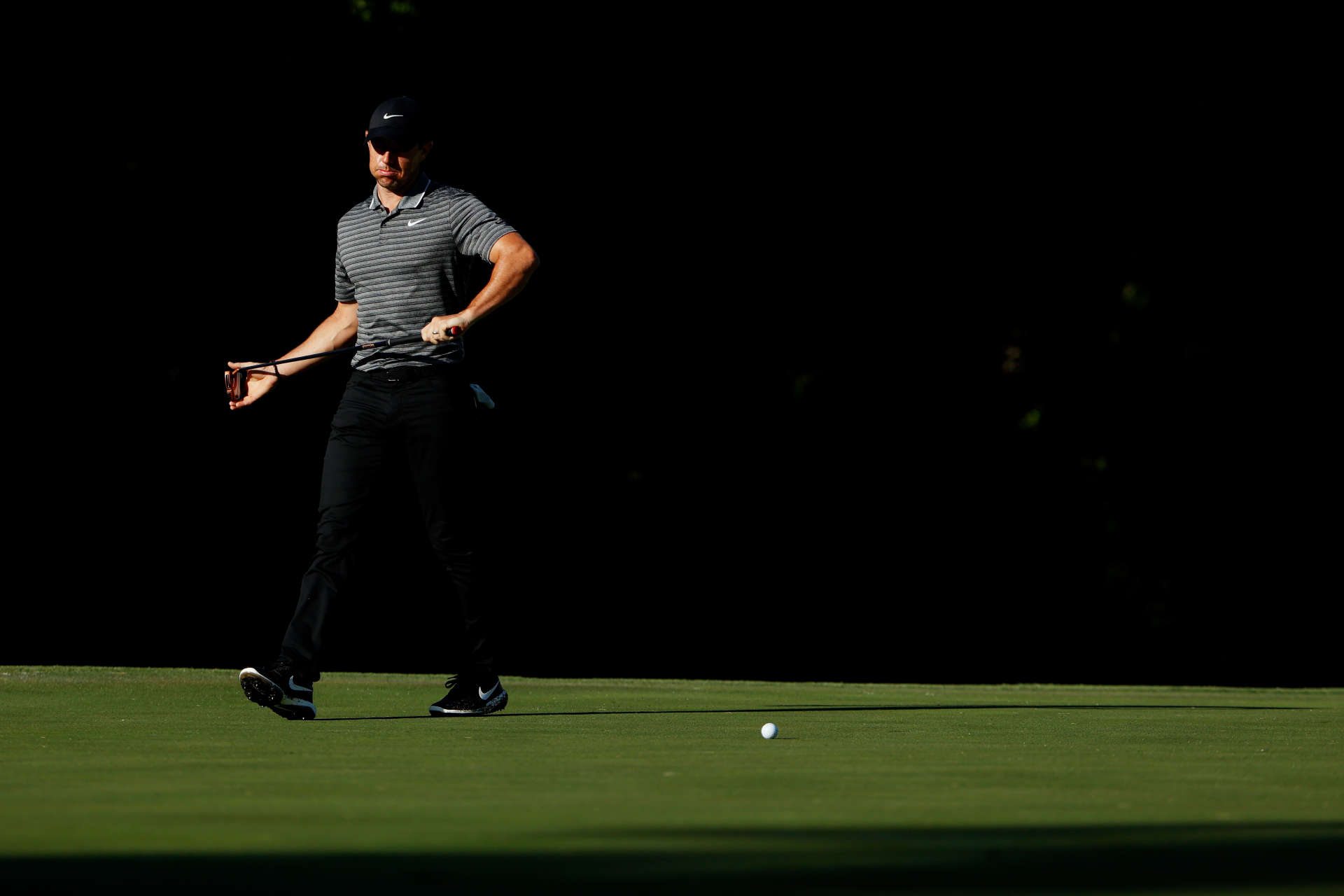 FORT WORTH, TEXAS - JUNE 12: Rory McIlroy of Northern Ireland reacts on the 11th green during the second round of the Charles Schwab Challenge on June 12, 2020 at Colonial Country Club in Fort Worth, Texas. (Photo by Tom Pennington/Getty Images)