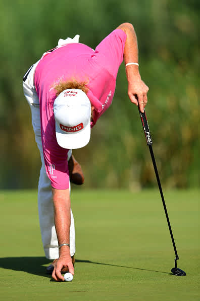 ATZENBRUGG, AUSTRIA - JULY 10: Miguel Angel Jimenez of Spain pictured on the 17th green during day two of the Austrian Open at Diamond Country Club on July 10, 2020 in Atzenbrugg, Austria. (Photo by Stuart Franklin/Getty Images)