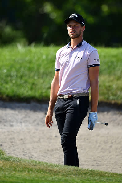 ATZENBRUGG, AUSTRIA - JULY 10: Thomas Detry of Belgium plays his bunker shot on the 17th hole during day two of the Austrian Open at Diamond Country Club on July 10, 2020 in Atzenbrugg, Austria. (Photo by Stuart Franklin/Getty Images)