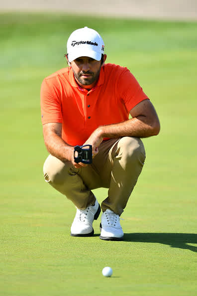 ATZENBRUGG, AUSTRIA - JULY 10: Joel Stalter of France looks on before he plays his putt on the 17th green during day two of the Austrian Open at Diamond Country Club on July 10, 2020 in Atzenbrugg, Austria. (Photo by Stuart Franklin/Getty Images)