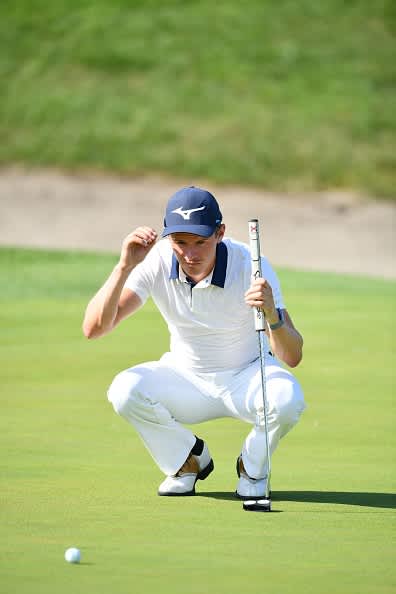 ATZENBRUGG, AUSTRIA - JULY 10: Daan Huizing looks on before he plays his tee shot on the 17th hole during day two of the Austrian Open at Diamond Country Club on July 10, 2020 in Atzenbrugg, Austria. (Photo by Stuart Franklin/Getty Images)