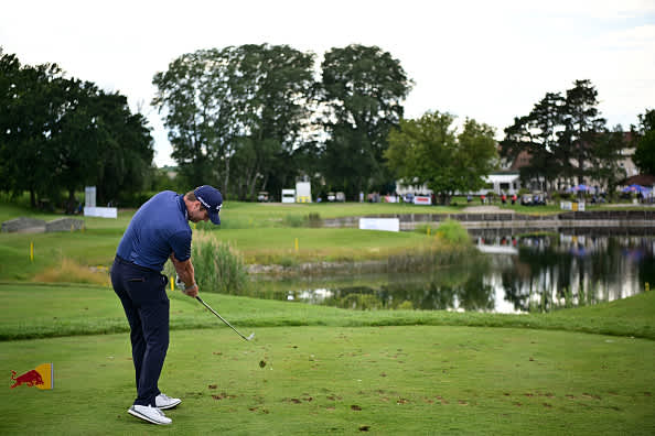 ATZENBRUGG, AUSTRIA - JULY 12: Marc Warren of Scotland hits his tee-shot on the 18th hole during day four of the Austrian Open at Diamond Country Club on July 12, 2020 in Atzenbrugg, Austria. (Photo by Stuart Franklin/Getty Images)