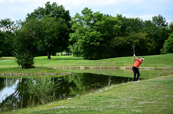 ATZENBRUGG, AUSTRIA - JULY 12: Will Besseling of The Netherlands plays his third shot on the 16th hole during day four of the Austrian Open at Diamond Country Club on July 12, 2020 in Atzenbrugg, Austria. (Photo by Stuart Franklin/Getty Images)
