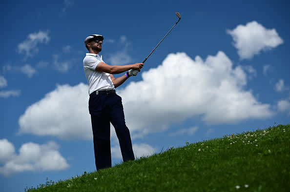 ATZENBRUGG, AUSTRIA - JULY 12: Rikard Karlberg of Sweden in action on the 15th hole during day four of the Austrian Open at Diamond Country Club on July 12, 2020 in Atzenbrugg, Austria. (Photo by Stuart Franklin/Getty Images)