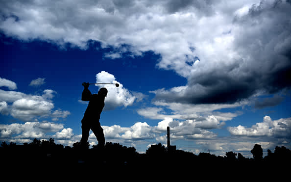 ATZENBRUGG, AUSTRIA - JULY 12: Marc Warren of Scotland hits his tee-shot on the tenth hole during day four of the Austrian Open at Diamond Country Club on July 12, 2020 in Atzenbrugg, Austria. (Photo by Stuart Franklin/Getty Images)