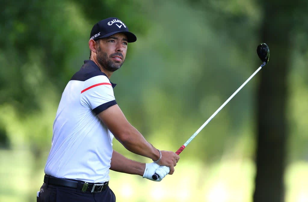 BIRMINGHAM, ENGLAND - JULY 30: Pablo Larrazabal of Spain tees off on the 2nd hole during Day One of the Hero Open at Marriott Forest of Arden on July 30, 2020 in Birmingham, England. (Photo by Richard Heathcote/Getty Images)