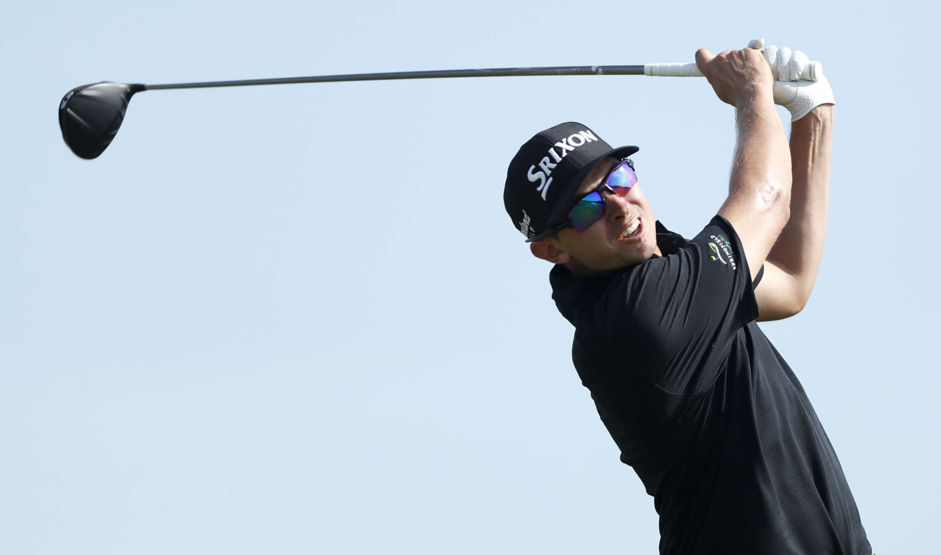 QUARTEIRA, PORTUGAL - SEPTEMBER 11: John Catlin of The United States tees off on the 18th hole during Day two of the Portugal Masters at Dom Pedro Victoria Golf Course on September 11, 2020 in Quarteira, Portugal. (Photo by Luke Walker/Getty Images)