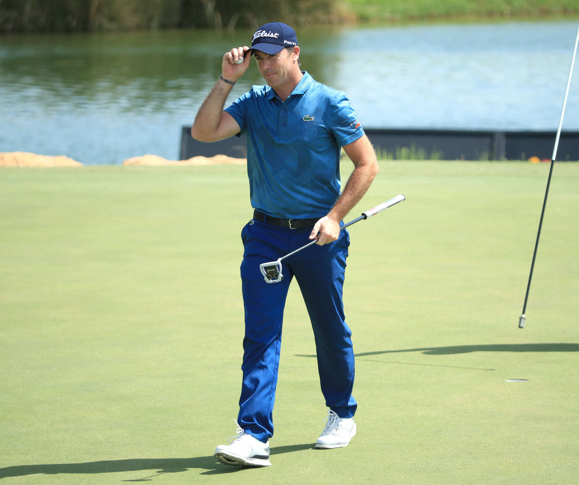 QUARTEIRA, PORTUGAL - SEPTEMBER 11: Julien Guerrier of France reacts on the 18th green during Day two of the Portugal Masters at Dom Pedro Victoria Golf Course on September 11, 2020 in Quarteira, Portugal. (Photo by Andrew Redington/Getty Images)