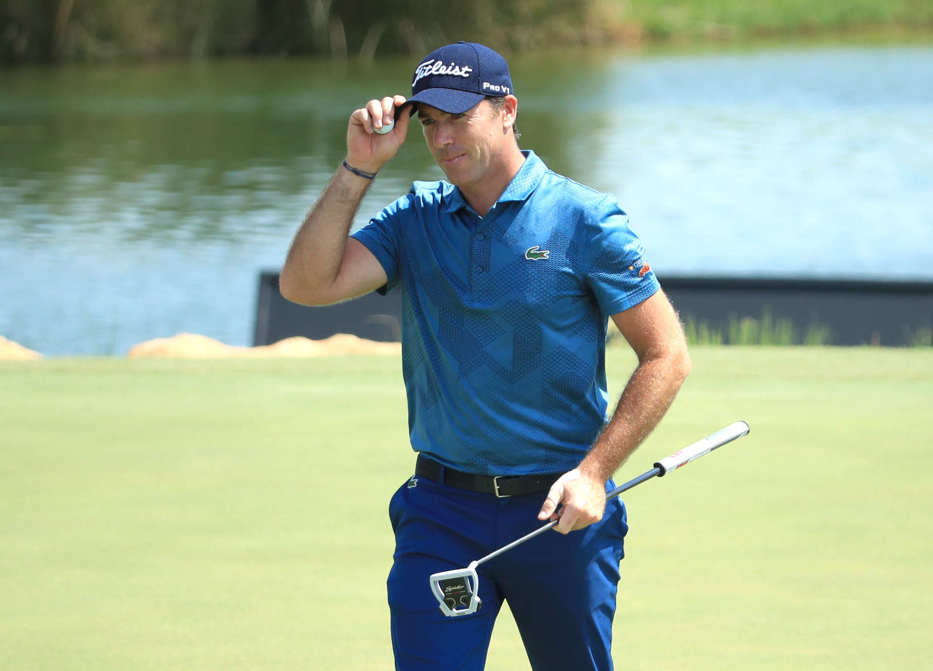 QUARTEIRA, PORTUGAL - SEPTEMBER 11: Julien Guerrier of France reacts on the 18th green during Day two of the Portugal Masters at Dom Pedro Victoria Golf Course on September 11, 2020 in Quarteira, Portugal. (Photo by Andrew Redington/Getty Images)