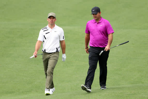 AUGUSTA, GEORGIA - NOVEMBER 12: Paul Casey of England and Patrick Reed of the United States walk on the second hole during the first round of the Masters at Augusta National Golf Club on November 12, 2020 in Augusta, Georgia. (Photo by Jamie Squire/Getty Images)