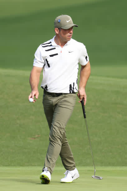 AUGUSTA, GEORGIA - NOVEMBER 12: Paul Casey of England reacts to an eagle on the second hole during the first round of the Masters at Augusta National Golf Club on November 12, 2020 in Augusta, Georgia. (Photo by Jamie Squire/Getty Images)