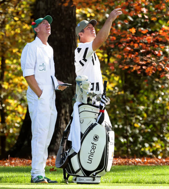 AUGUSTA, GEORGIA - NOVEMBER 12: Paul Casey of England prepares to play a shot on the 11th hole during the first round of the Masters at Augusta National Golf Club on November 12, 2020 in Augusta, Georgia. (Photo by Jamie Squire/Getty Images)