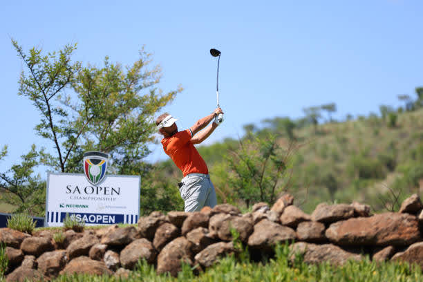 SUN CITY, SOUTH AFRICA - DECEMBER 06: Joost Luiten of the Netherlands tees off on the 14th hole during the final round of the South African Open at Gary Player CC on December 6, 2020 in Sun City, South Africa. (Photo by Richard Heathcote/Getty Images)