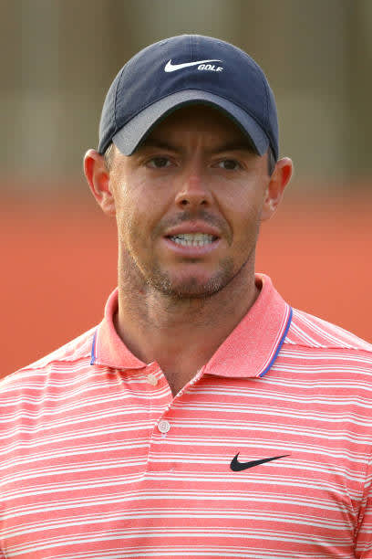 ABU DHABI, UNITED ARAB EMIRATES - JANUARY 23: Rory McIlroy of Northern Ireland reacts on the 18th green during Day Three of the Abu Dhabi HSBC Championship at Abu Dhabi Golf Club on January 23, 2021 in Abu Dhabi, United Arab Emirates. (Photo by Warren Little/Getty Images)