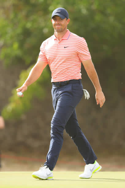 ABU DHABI, UNITED ARAB EMIRATES - JANUARY 23: Rory McIlroy of Northern Ireland walks on the 18th hole during Day Three of the Abu Dhabi HSBC Championship at Abu Dhabi Golf Club on January 23, 2021 in Abu Dhabi, United Arab Emirates. (Photo by Warren Little/Getty Images)