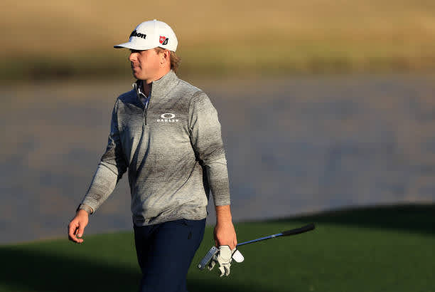 LA QUINTA, CALIFORNIA - JANUARY 22: John Augenstein walks along the 18th fairway during the second round of The American Express tournament on the Jack Nicklaus Tournament Course at PGA West on January 22, 2021 in La Quinta, California. (Photo by Sean M. Haffey/Getty Images)