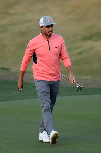LA QUINTA, CALIFORNIA - JANUARY 22: Rickie Fowler reacts to his birdie putt on the 16th green during the second round of The American Express tournament on the Stadium course at PGA West on January 22, 2021 in La Quinta, California. (Photo by Harry How/Getty Images)