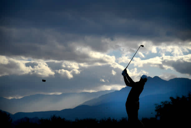 LA QUINTA, CALIFORNIA - JANUARY 22: Cameron Champ plays his shot from the 17th tee during the second round of The American Express tournament on the Stadium course at PGA West on January 22, 2021 in La Quinta, California. (Photo by Harry How/Getty Images)