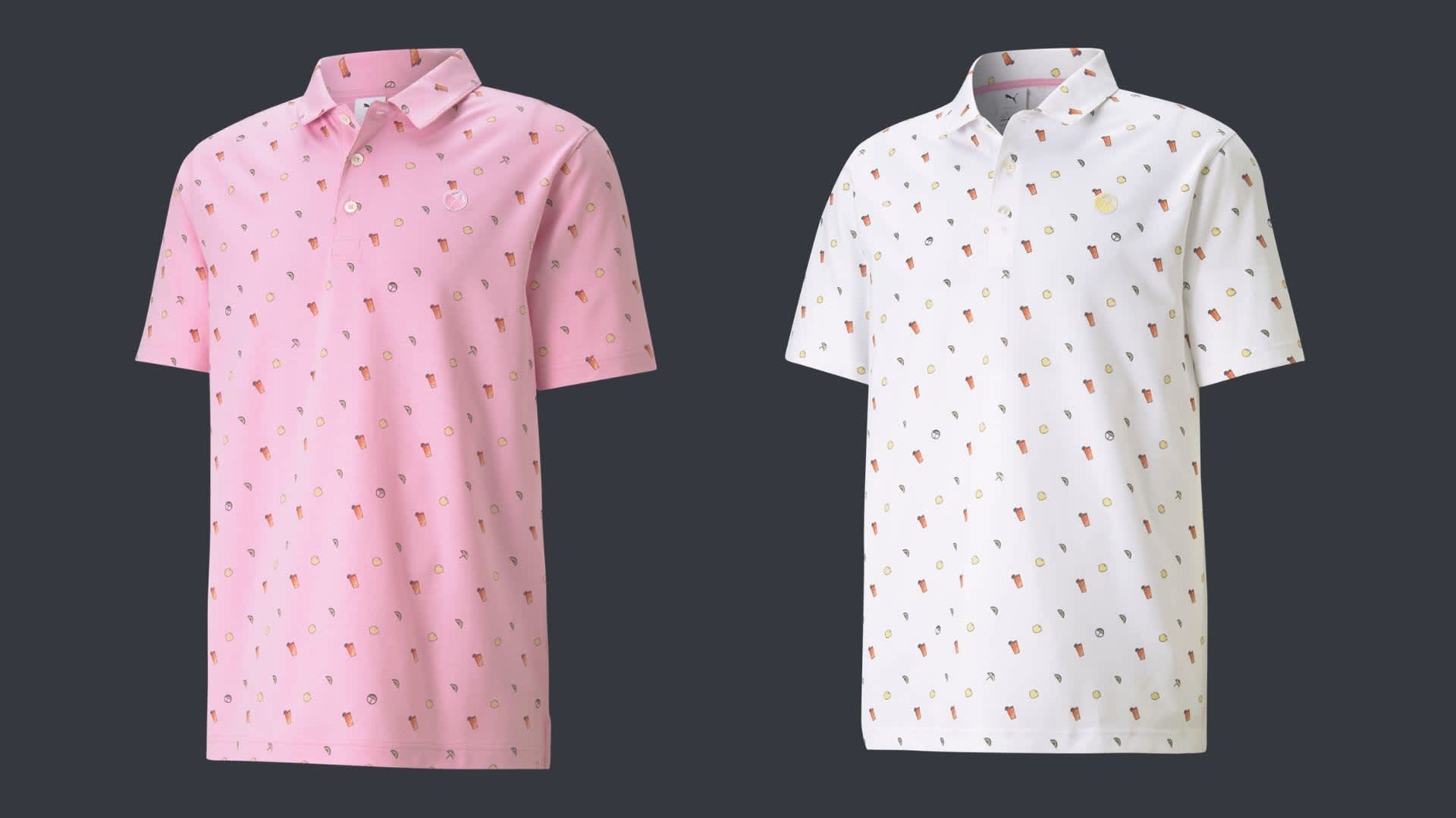 Bunt gemustert geht es obenrum auf die Runde. Die "Lemons Polos" tragen ihr Motiv und ihre Inspiration im Namen. Der Print ist gestaltet aus Regenschirmen, Eistee und Zitronen, drei der liebsten Dinge des "King".Das Polo mit den kleinen Details aus Palmers persönlichem Geschmack ist für 87,85€ erhältlich.(Foto: Puma Golf)