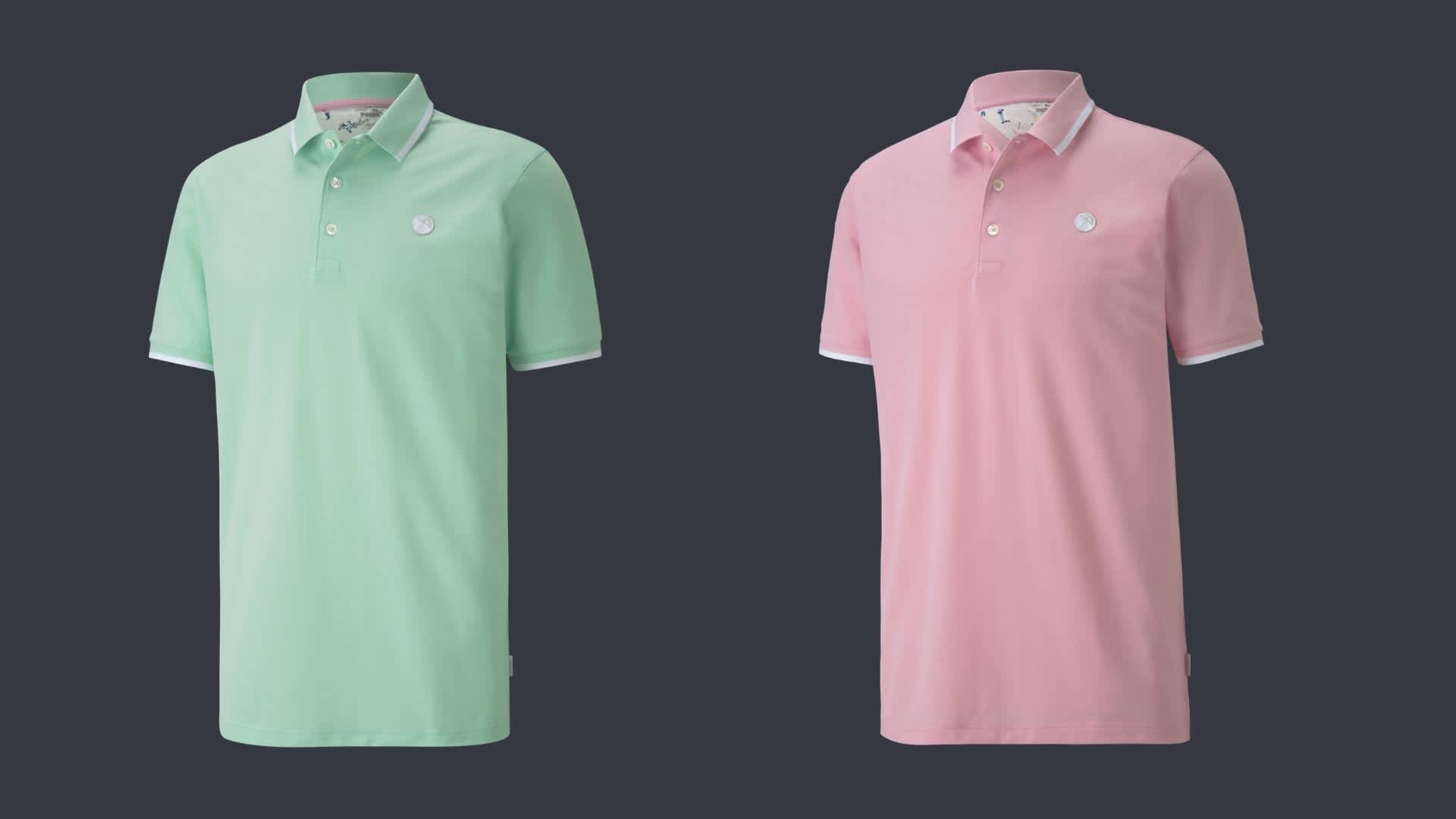 Die Farben orientieren sich hier am Rest der Kollektion, zwar gibt es zwei dezentere Ausführungen in weiß oder blau. Jedoch werden auch die Pastell-Töne aufgegriffen und glänzen mit einem Rose- und Grünton.Auch dieses Polo ist für 87,95€ erhältlich.(Foto: Puma Golf)