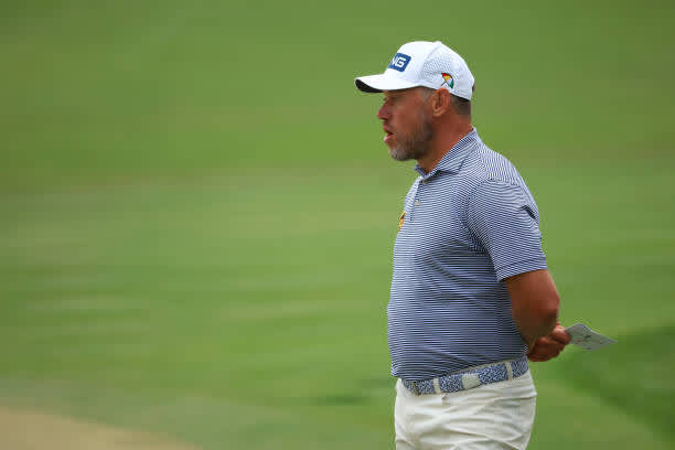 ORLANDO, FLORIDA - MARCH 06: Lee Westwood of England looks on from the 18th green during the third round of the Arnold Palmer Invitational Presented by MasterCard at the Bay Hill Club and Lodge on March 06, 2021 in Orlando, Florida. (Photo by Mike Ehrmann/Getty Images)